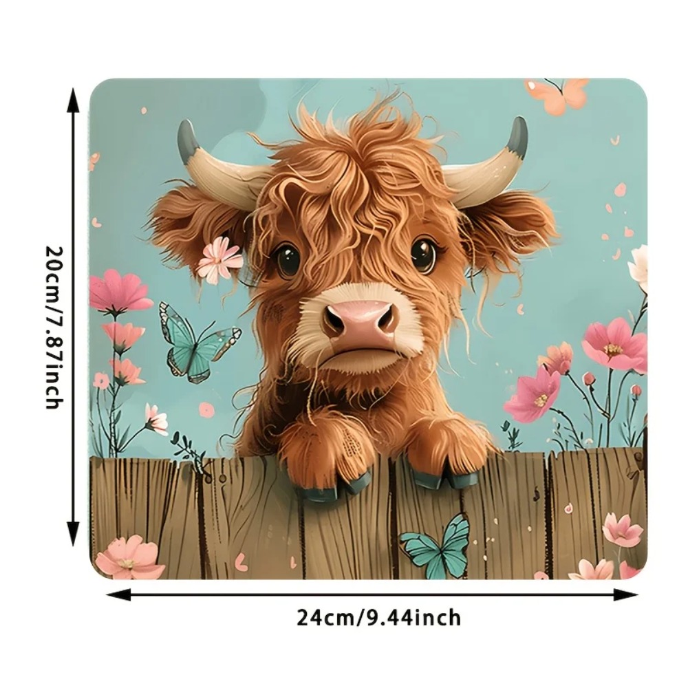 Cow Mat Rubber - Adorable Highland Cow Mouse Pad &