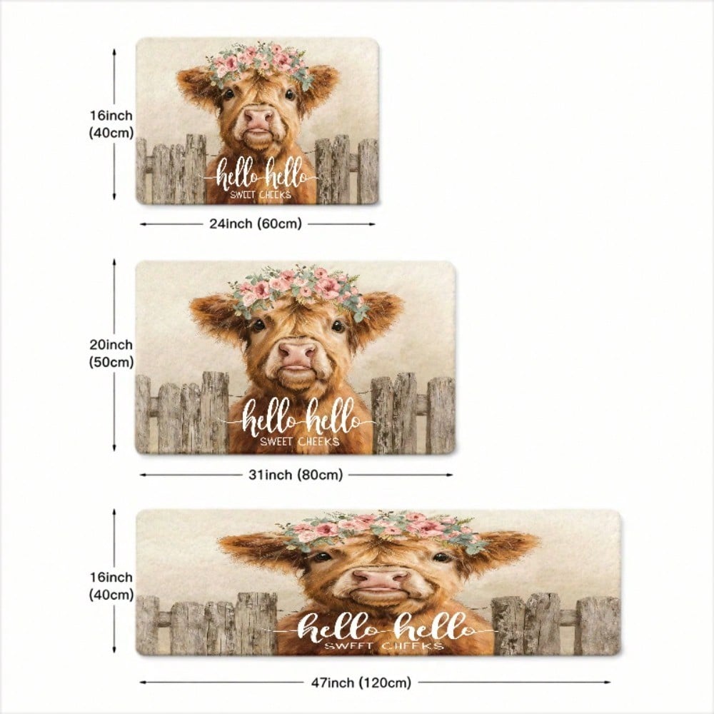 1PC, Cute Highland Cow with Fl - Cow Mat Rubber 评论和价格