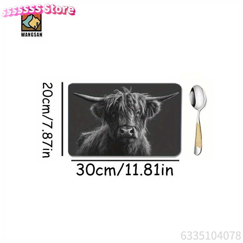 Vintage West Highland Cow Desi - Cow Mat Rubber 评论和价格