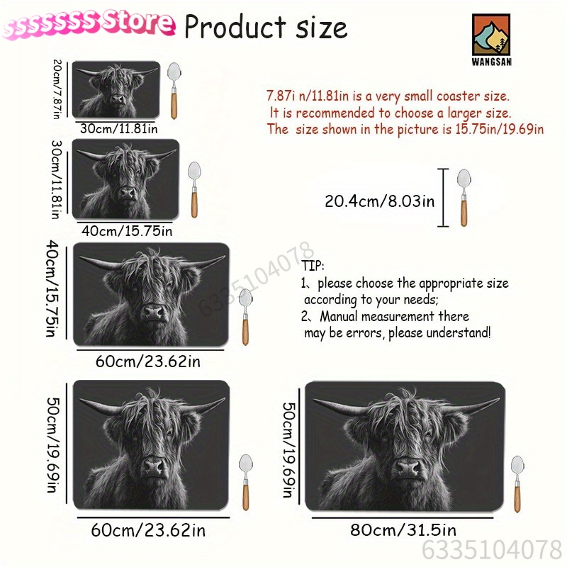 Vintage West Highland Cow Desi - Cow Mat Rubber 评论和价格