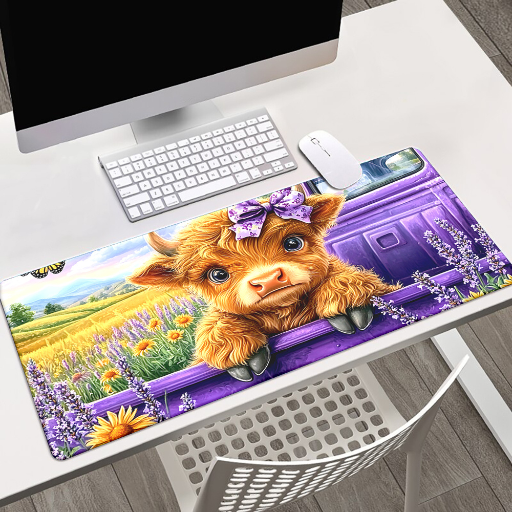 Cute Highland Cow Lavender Fie - Cow Mat Rubber 评论和价格