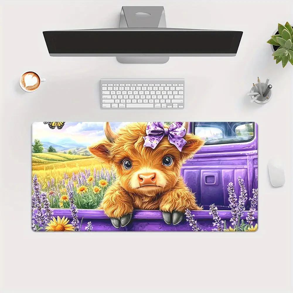 Cute Highland Cow Lavender Fie - Cow Mat Rubber 评论和价格