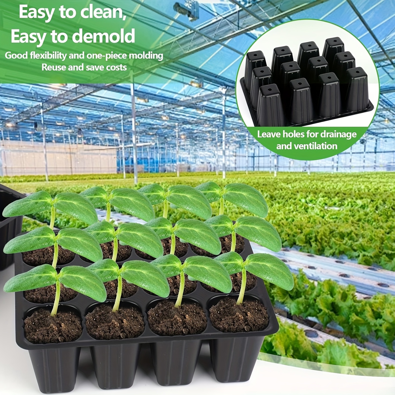 10pcs 12-Cell Plastic Seed Sta - Nursery Plug Tray 评论和价格