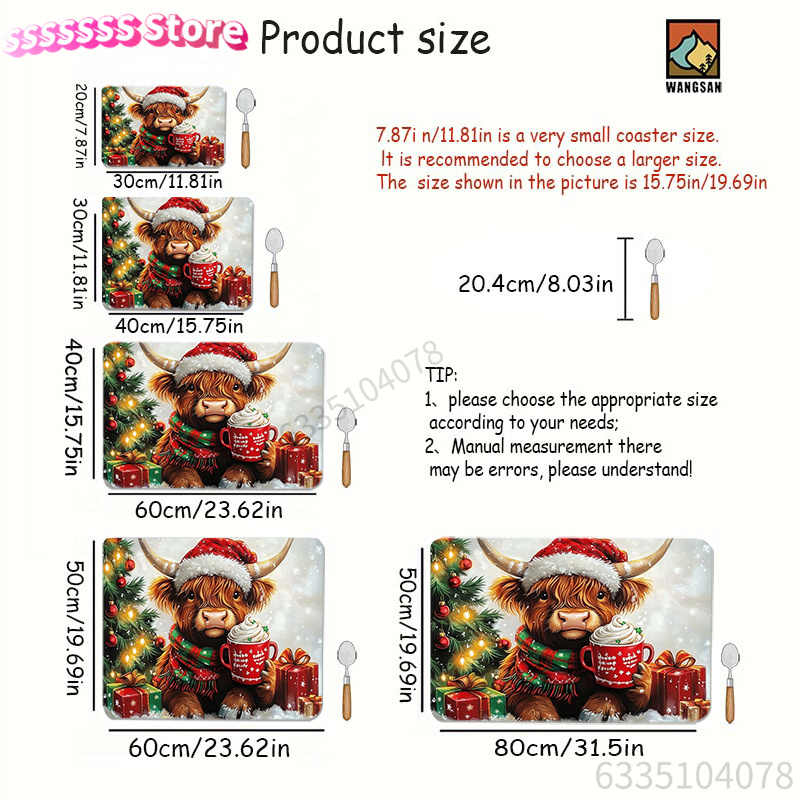 Highland Cow and Christmas Tre - Cow Mat Rubber 评论和价格
