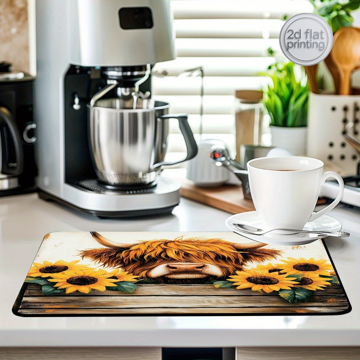 1pc Decorative Dish Drying Mat - Cow Mat Rubber 评论和价格